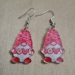 Valentine's Day acrylic gnome Love earrings